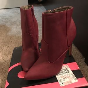 Michael Antonio, High Heeled Booties Cranberry